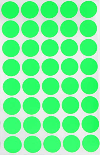Royal Green Round Stickers Color Dots Labels 19mm 3/4 inch - Neon Green - 600