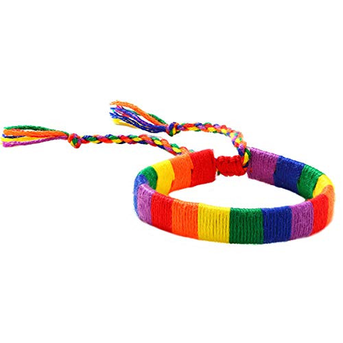 Nanafast Rainbow LGBT Bracelet Adjustable Handmade Pride Braided Bracelet for Gay  and  Lesbian Rainbow Pride Bracelet Gifts 10mm