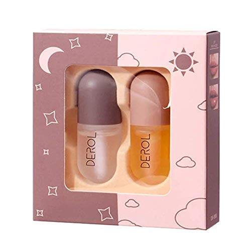 Lip Plumper Set- Natural Lip Plumper and Lip Care Serum- Lip Enhancer for Fuller- Lip Mask- Beautiful Fuller- Hydrating  and  Reduce Fine Lines-Day and Night