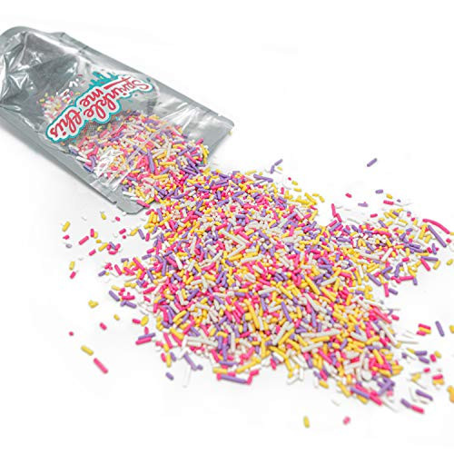 Jimmies in Springtime Mix - 4 OZ Resealable Standup Candy Bag - Pastel Jimmies in Pink- Lavender- White- and Yellow - Easter Themed Sprinkles for Desserts and Decorations
