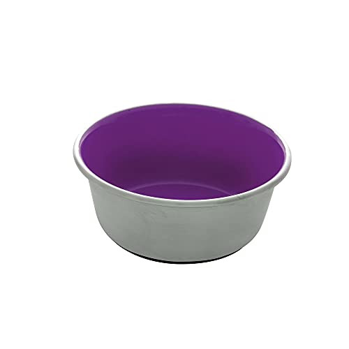 Dogit Stainless Steel Signature Bowl- Dog Food and Water Dish- Purple- 11.8 fl. oz.