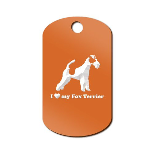 Mister Petlife I Love My Fox Terrier Engraved Keychain/GI Tag Smooth Wire Orange