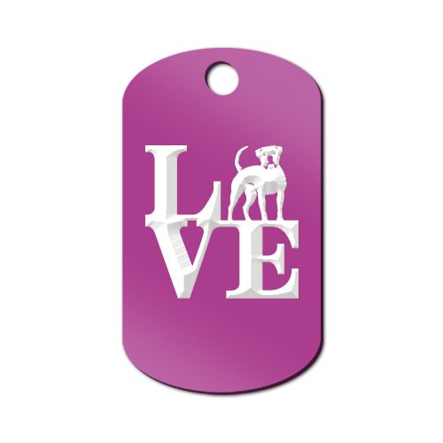 Mister Petlife Love American Bulldog Engraved Keychain/GI Tag Park Bully Purple