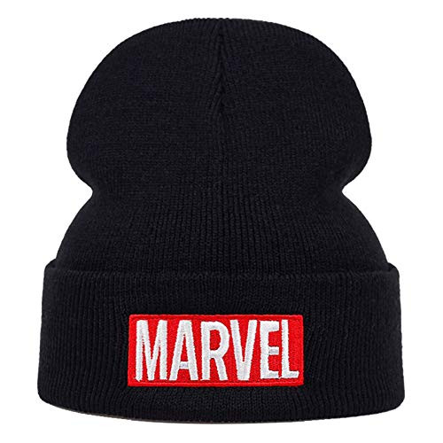 Winter Beanie Hats for Mens Women- Warm Cozy Knitted Cuffed Skull Cap Embroiderey Hat -Black 05-