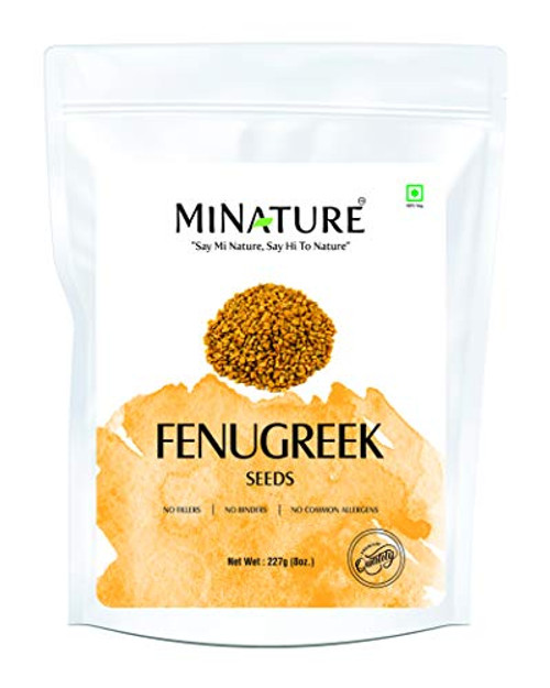 USDA Organic Fenugreek Seeds | Whole Methi seeds | Trigonella Foenum Graecum| 227g- 8 oz- - 0.5lb- | Gluten Free- Non GMO- Non Irradiated