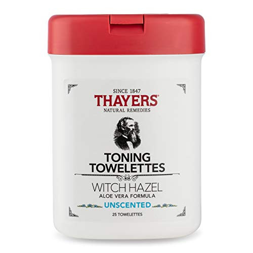 THAYERS Witch Hazel Aloe Vera Formula Toning Towelettes- white- Unscented- 25 Count