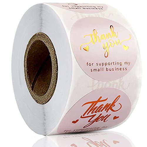 LeQi 1.5'' Thank You Stickers- Thank You for Supporting My Small Business Stickers- 4 Designs Golden Font Thank You Sticker Labels Round Rolls - 500 Pink Labels Per Roll LeQi 1.5'' Thank You Stickers- Thank You for Supporting My Small Business Stickers- 4 Designs Golden Font Thank You Sticker Labels Round Rolls - 500 Pink Labels Per Roll