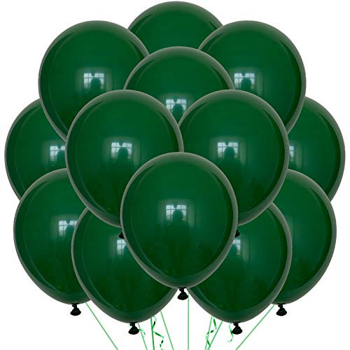 Green Balloons Latex Party Balloons - 100 Pack 12 inch Round Helium Balloons for Dark Green Themed Wedding Graduation Anniversary Birthday Party Backdrop Decorations