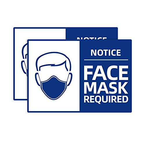 2 Pack Face Mask Required Sign Sticker- 7inchx10inch Please Wear Face Cover Marker- Notice Decal Poster- Weatherproof Vinyl Entry Reminder Label for Wall Door Window Glass Signage