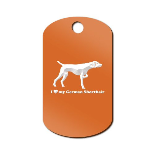 Mister Petlife I Love My German Shorthaired Pointer Engraved Keychain/GI Tag GSP dk Orange