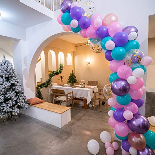 Mermaid Unicorn Balloon Garland Arch Kit-107 Pieces Party Balloons-for Mermaid Party- Unicorn Party-Birthday Baby Shower Backdrop Decorations