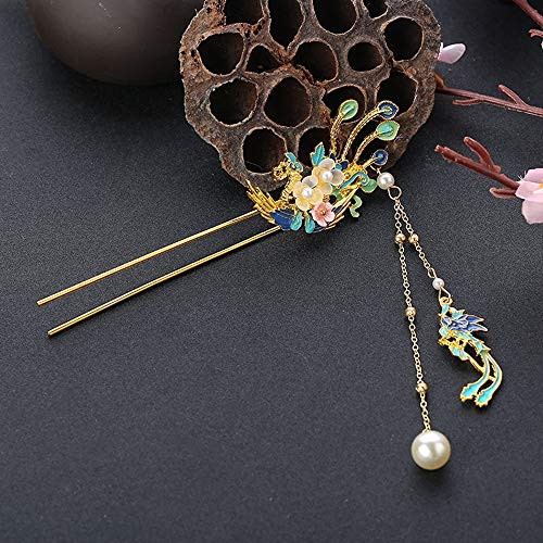 Houchu Cloisonne Vintage Hair Stick Hanfu Long Tassel Chinese Hair Sticks Traditional Classical Style Handmade Hairpin Hair Jewelry Accessories Houchu Cloisonne Vintage Hair Stick Hanfu Long Tassel Chinese Hair Sticks Traditional Classical Style Handmade Hairpin Hair Jewelry Accessories
