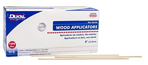 Dukal Wood Applicators. Pack of 1000 Smooth 6inch Applicators. Non-sterile Applicators for General Use. Medical Wood Sticks. Latex-Free- Without tip- Wood.