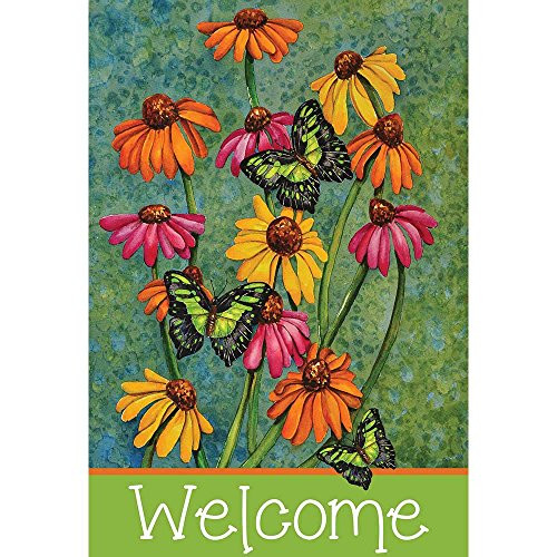 Welcome Bright Monarchs And Sunflowers Summer Hues 13 x 18 Small Garden Flag