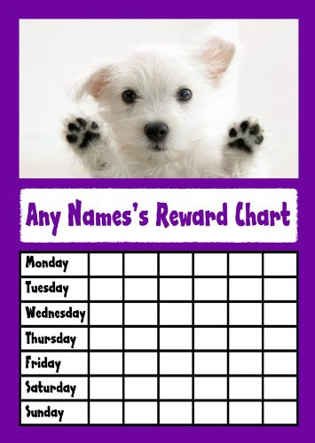 White Puppy Dog Purple Star Sticker Reward Chart