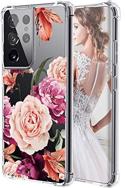LUOLNH Galaxy S21 Ultra Case-Samsung Galaxy S21 Ultra Case with Flower-Slim Shockproof Clear Floral Pattern Soft Flexible TPU Back Phone Cover for Samsung Galaxy S21 Ultra 5G 6.8 Inch-Purple Rose- LUOLNH Galaxy S21 Ultra Case-Samsung Galaxy S21 Ultra Case with Flower-Slim Shockproof Clear Floral Pattern Soft Flexible TPU Back Phone Cover for Samsung Galaxy S21 Ultra 5G 6.8 Inch-Purple Rose-