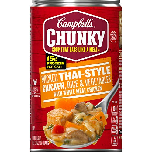 Campbell's Chunky Soup- Wicked Thai-Style Chicken with Rice and Vegetables Soup- 18.6 Ounce Can Campbell's Chunky Soup- Wicked Thai-Style Chicken with Rice and Vegetables Soup- 18.6 Ounce Can
