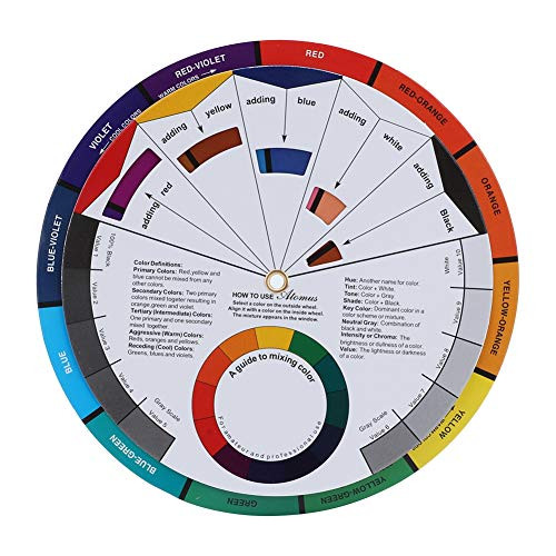 Color Wheel- Tattoo Pigment Color Wheel Paint Mixing Learning Guide Art Class Teaching Tool for Makeup Blending Board Chart Color Mixed Guide Mix Colours