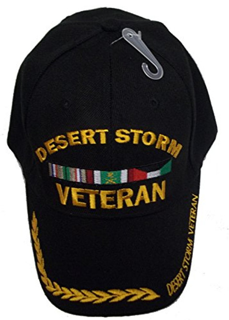 Desert Storm Cap Veteran Black Baseball Golden Wreath US Vet Hat Army Marines Desert Storm Cap Veteran Black Baseball Golden Wreath US Vet Hat Army Marines