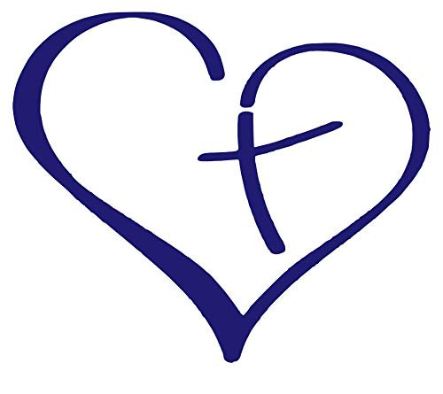 Heart Cross Vinyl Sticker Decals for Car Bumper Window Laptop Tablet Phone -2inch x 1.7inch- Purple-