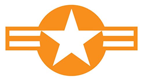 US Air Force Star Vinyl Sticker Decals for Car Bumper Window Laptop Tablet Phone -3inch x 1.6inch- Orange- US Air Force Star Vinyl Sticker Decals for Car Bumper Window Laptop Tablet Phone -3inch x 1.6inch- Orange-