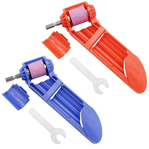 Drill Bit Sharpeners- Drill Grinder Grinding Tool Portable Diamond Drill Bit Sharpening Tool Corundum Grinding Wheel Millstone Grinder Powered Tools- 2PCS OrangePlusBlue -With 2 Wrench-