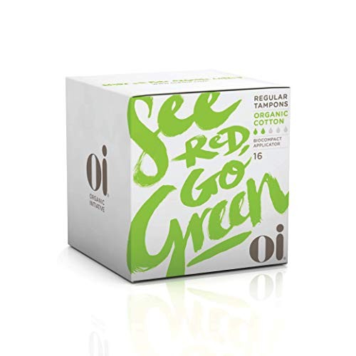 Oi Organic Cotton Tampons- Box of 16 Regular Tampons- Compact Plant-Based Applicator