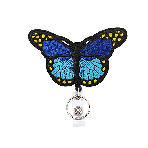 Butterfly Badge Reels Retractable- with Alligator Clips and Key Rings- 24 inches Thick Pull Cord