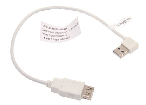 USBGear 1ft. White USB 2.0 Extension Cable A Male Right Angle to A Female