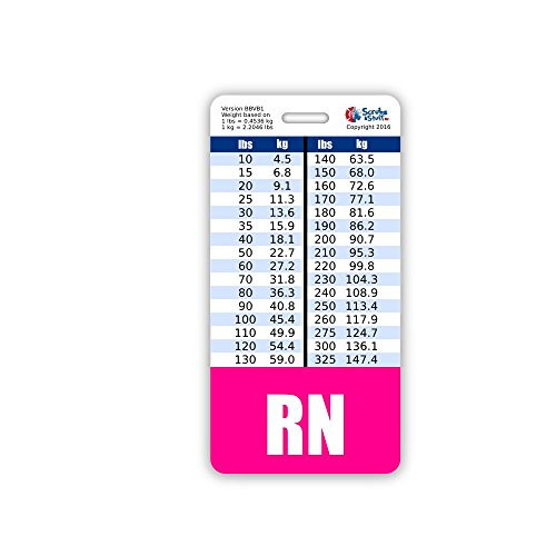 RN Badge Buddy Vertical w/Height  and  Weight Conversion Charts -Pink-