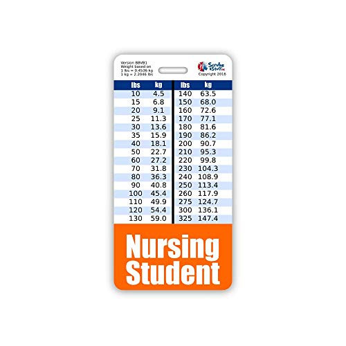 Nursing Student Badge Buddy Vertical w/Height  and  Weight Conversion Charts -Standard- Orange-