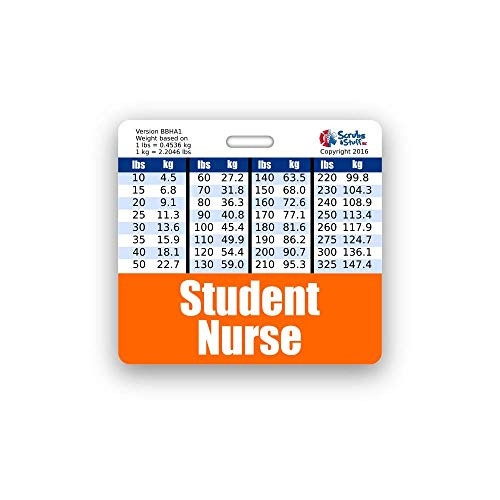 Student Nurse Badge Buddy Horizontal w/Height  and  Weight Conversion Charts -Standard- Orange-