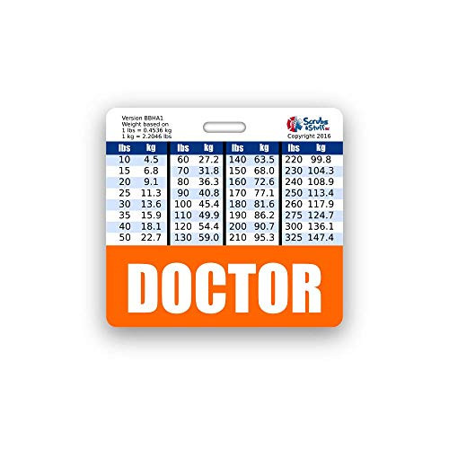 Doctor Badge Buddy Horizontal w/Height  and  Weight Conversion Charts -Standard- Orange-