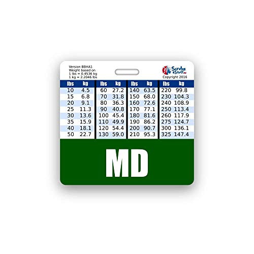 MD Badge Buddy Horizontal w/Height  and  Weight Conversion Charts -Standard- Hunter Green-