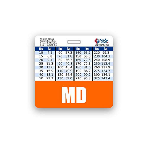 MD Badge Buddy Horizontal w/Height  and  Weight Conversion Charts -Standard- Orange-