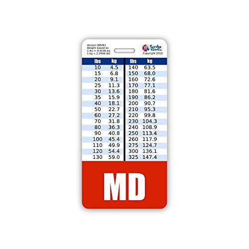 MD Badge Buddy Vertical w/Height  and  Weight Conversion Charts -Standard- Red-