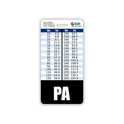 PA Badge Buddy Vertical w/Height  and  Weight Conversion Charts -Standard- Black-