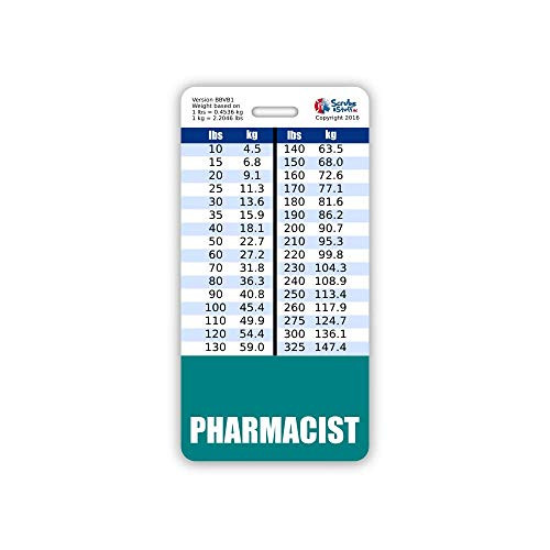 Pharmacist Badge Buddy Vertical w/Height  and  Weight Conversion Charts -Standard- Teal-