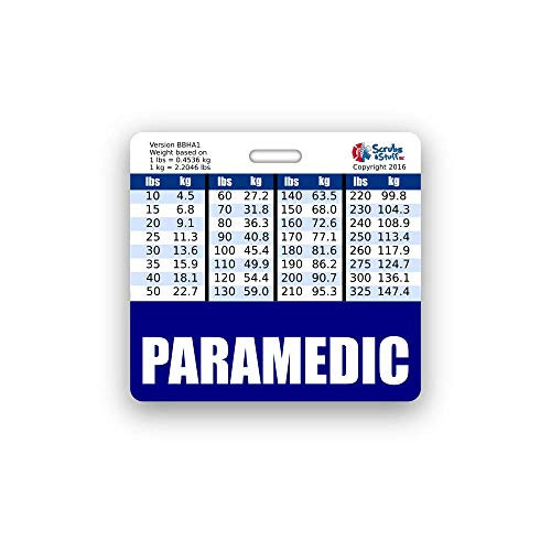 Paramedic Badge Buddy Horizontal w/Height  and  Weight Conversion Charts -Standard- Navy-