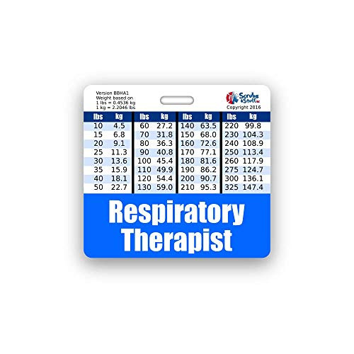 Respiratory Therapist Badge Buddy Horizontal w/Height  and  Weight Conversion Charts -Standard- Blue-
