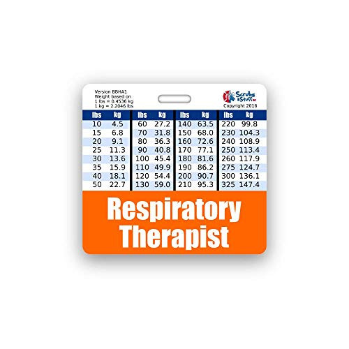 Respiratory Therapist Badge Buddy Horizontal w/Height  and  Weight Conversion Charts -Standard- Orange-