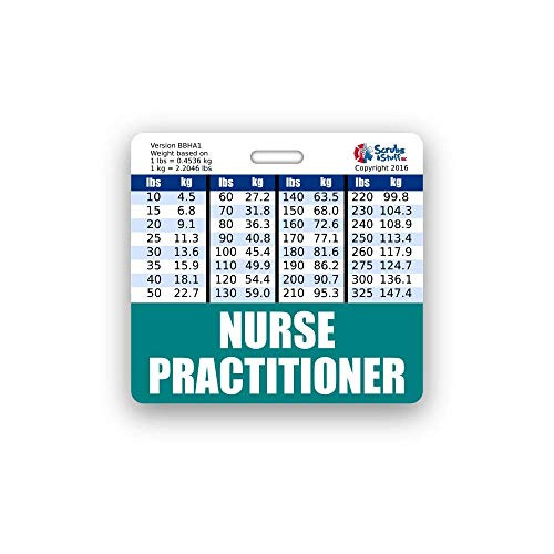 Nurse Practitioner Badge Buddy Horizontal w/Height  and  Weight Conversion Charts -Standard- Teal-