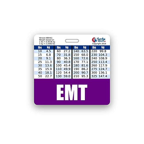 EMT Badge Buddy Horizontal w/Height  and  Weight Conversion Charts -Standard- Purple-