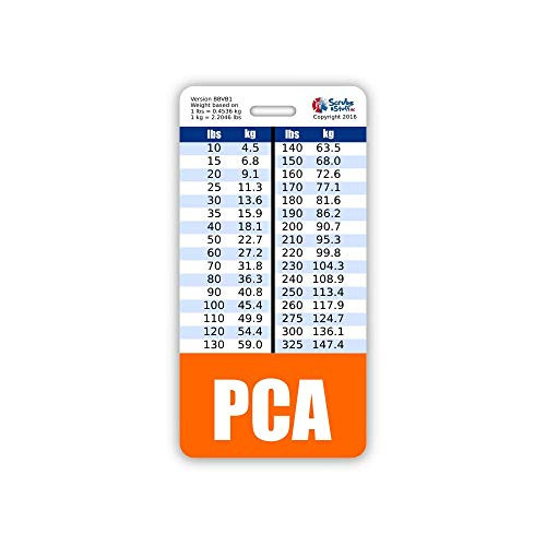 PCA Badge Buddy Vertical w/Height  and  Weight Conversion Charts -Standard- Orange-