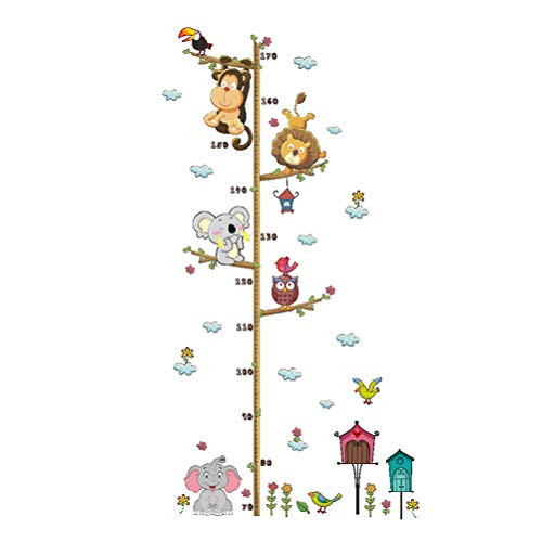 VOSAREA Kids Elephant Lion Height Chart Wall Stickers Growth Chart Wall Decal Chart Ruler Decoration