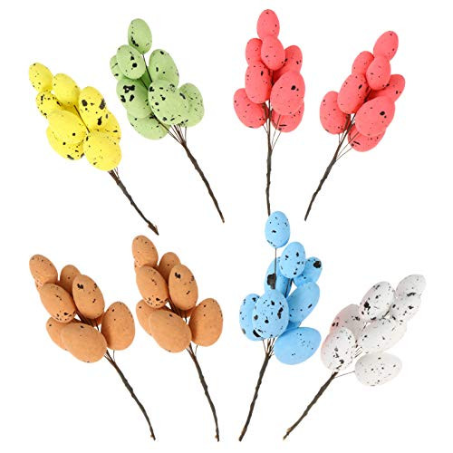NUOBESTY 8Pcs Easter Eggs Tree Branch Bouquet Easter Flower Picks Artificial Eggs Stem Picks Easter Egg Tree Ornaments for Easter Spring Party Supplies