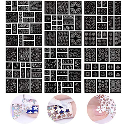 NICENEEDED 6 Pieces Nail Vinyls Stencils Nails Stickers Set Stencils Different Designs Cute Easy Nail Art Decal Stickers Stencils Sheets Nails Stickers for Women Girls Nail Art Decorations-Style 2- NICENEEDED 6 Pieces Nail Vinyls Stencils Nails Stickers Set Stencils Different Designs Cute Easy Nail Art Decal Stickers Stencils Sheets Nails Stickers for Women Girls Nail Art Decorations-Style 2-