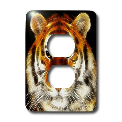 3dRose lsp_6607_6 Tiger Fractalius Art 2 Plug Outlet Cover Multicolor