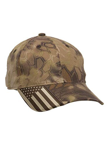 Outdoor Cap - Camo Cap with Flag Visor - CWF305 - Adjustable - Kryptek Highlander