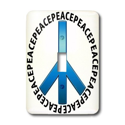 3dRose LLC lsp_19408_1 Peace Sign 1 Shows a Blue with Peace Text Repeating as an Outer Circle - Single Toggle Switch